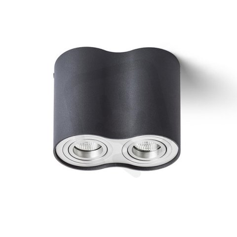 MILANO II stropní matná černá česaný hliník 230V GU10 2x35W RENDL R12683