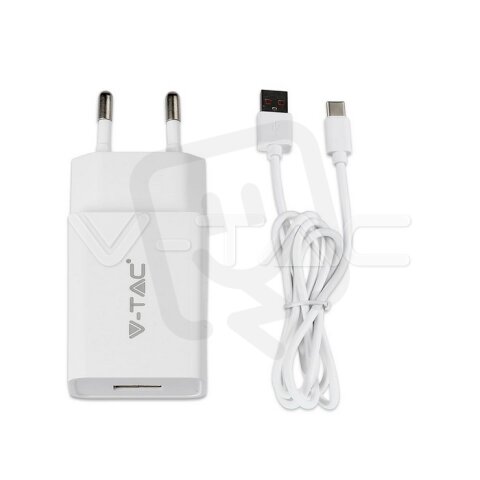 Fast Charging Set With Travel Adapter & Type-C USB Cable White, VT-5382 SKU8643