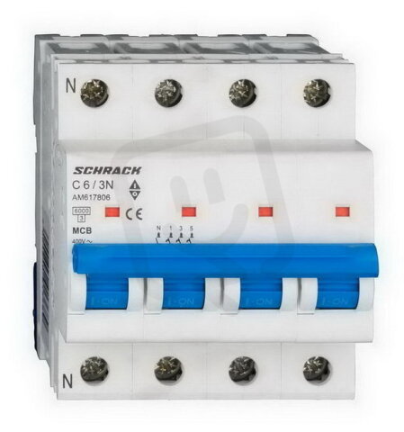 Instalační jistič AMPARO 6kA, C 6A, 3+N SCHRACK AM617806--