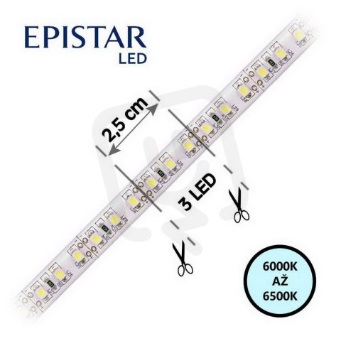 LED pásek 120LED/m 2835 IP65 6000-6500 K bílá 12V 10m FK TECHNICS 4738242-60