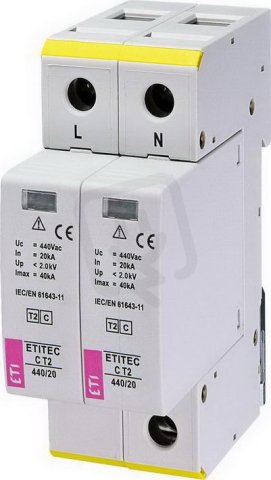 Svodič přepětí  ETITEC C T2 440/20 2+0 síť IT ETI 002440409