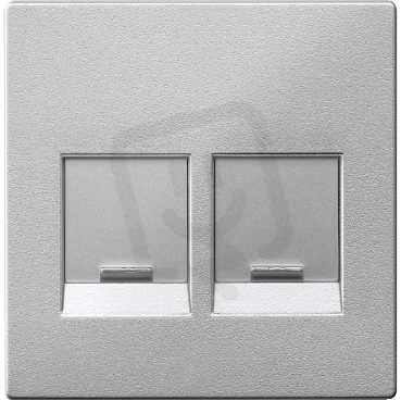 Merten Centrální deska datové zásuvky 2xRJ45 Aluminium SCHNEIDER MTN4562-0460