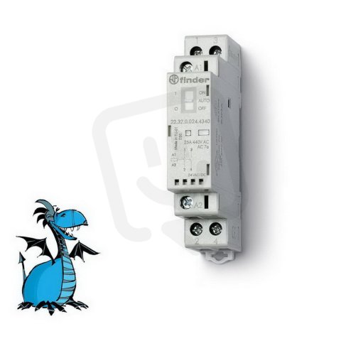 Instalační stykač, 2Z/25 A, 12 V AC/DC, AgSnO2 FINDER 22.32.0.012.4320