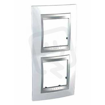 Schneider MGU66.004V.092 Krycí rámeček Top dvojnásobný vert., Top White/alu