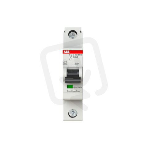 ABB S201MTR-B6, jednopólový jistič, 6A, B, 10kA, určeno pro drážní aplikace