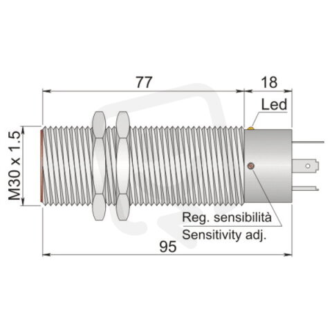 Kapacitní senzor d30 mm AECO SC30M-C20 NPN NO+NC K
