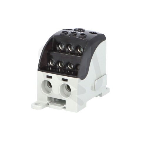 Blok pro rozdělení fází PDB 400, 1pól., 400A, 690V, černý/průhl. víko, na DIN