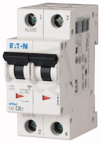 Eaton 278789 Jistič FAZ,char K,2pólový,In=1A,Icu=15kA(ČSN EN 60947-2)FAZ-K1/2