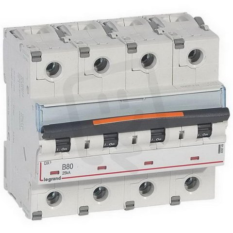 DX3 JISTIČ, 4 PÓLOVÝ, CHAR. B,80A 25KA LEGRAND 409749