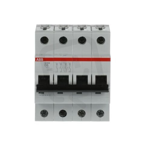 S204-D6 4 fázový jistič 6 A char. D 6kA ABB 2CDS254001R0061