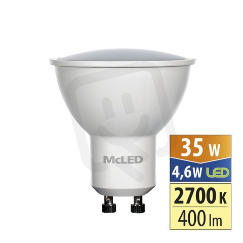 LED žárovka GU10, 4,6W, 2700K, CRI80, vyz. úhel 110°, use 360° 400lm