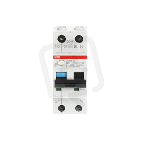 ABB DS201 M C25 AC30 kombinace jistič/chránič 2P (1P+N) 25A 30mA C 10kA AC