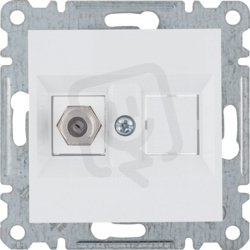 Zásuvka 1x F-konektor, bílá lesk HAGER WL3250