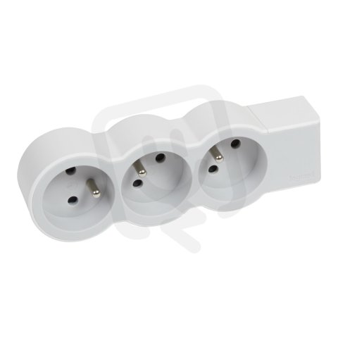 PRODLUŽOVACÍ PŘÍVOD ZÁSUVKA 3X2P+T, BEZ KABELU, BÍLÁ/SVĚTLE ŠEDÁ LEGRAND 049496
