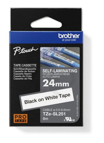 Páska BROTHER TZE-SL251, bílá/černá (24mm, samolaminovací), délka 8m