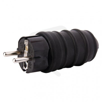 Vidlice gumová přímá pro prodlužovací kabel, černá EMOS P0050