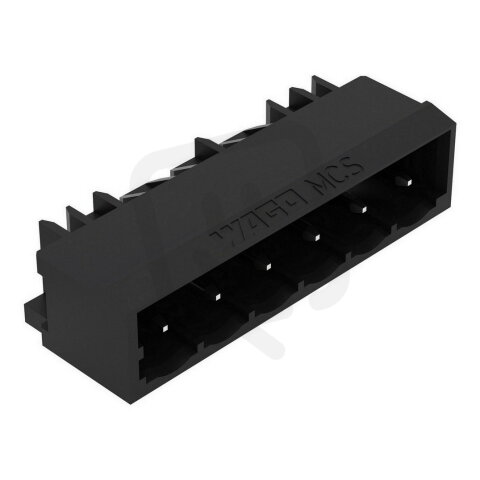 Konektor s pájecími piny THR, pájecí kontakt 1,0x1,0 mm, úhlové, černá 6pól.