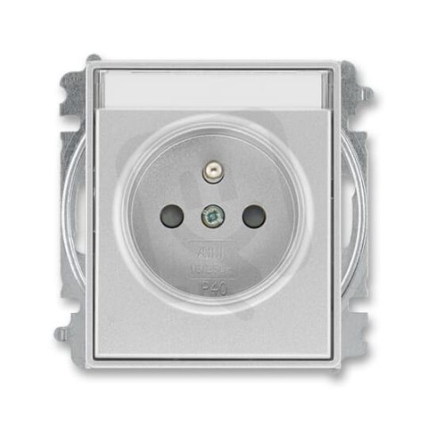ABB TIME Zásuvka chráněná s clon. s popis. polem titanová 5519E-A02352 08