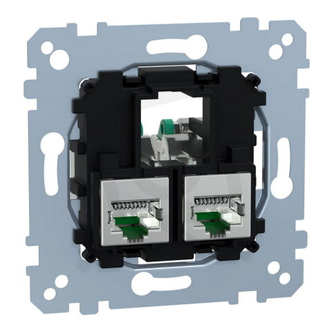 Nosná deska dvojitá s konektory Actassi 2xRJ45, Merten, kategorie 6A, STP