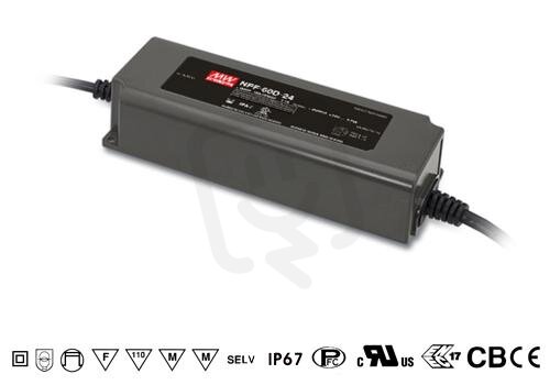Stmívatelný zdroj pro LED 60W 24V 2500mA MEAN WELL NPF-60D-24