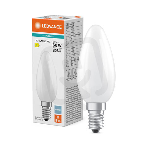 Světelný zdroj LED CLASSIC B V 5.9W 865 Frosted E14 LEDVANCE 4099854785726