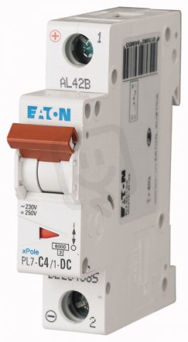 Jistič PL7-C4/1-DC-DC, char. C, 1-pólový, 10kA, 4A EATON 264885