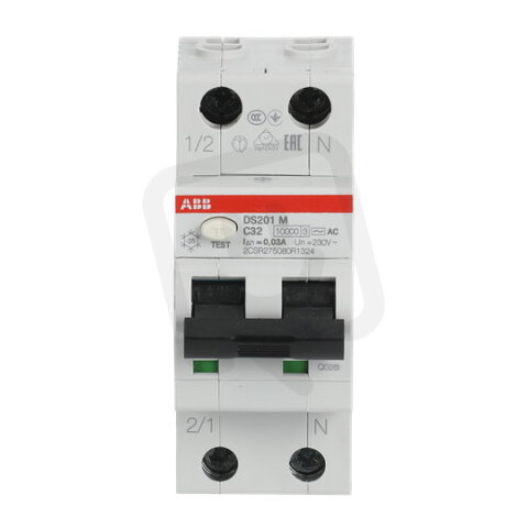 ABB DS201 M C32 AC30 kombinace jistič/chránič 2P (1P+N) 32A 30mA C 10kA AC