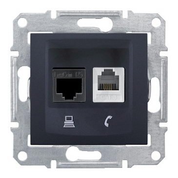 Sedna Zásuvka telefonní RJ11 a datová 1xRJ45 kat.6 UTP Graphite SCHNEIDER