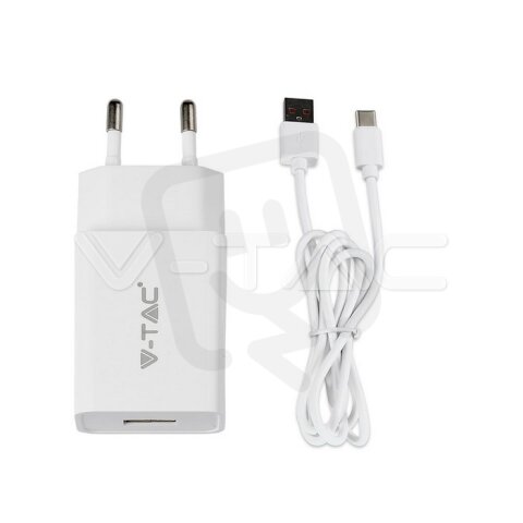 Charging Set With Travel Adapter Type C USB Cable White , VT-5372 V-TAC SKU8647