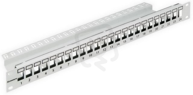 19'' patchpanel pro 24 modulů SFA/SFB, neosazený, 1U,RAL 7035 SCHRACK HSER0240GP