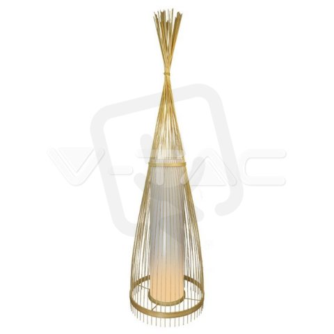 Wooden Floor Lamp With Rattan Lampshade