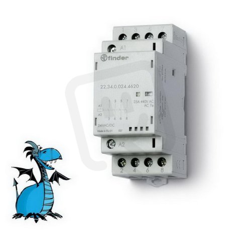 Instalační stykač, 4Z/25 A, 12 V AC/DC, AgSnO2 FINDER 22.34.0.012.4320