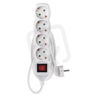 Prodlužovací kabel 1,5 m 4 zásuvky s vypínačem bílý PVC 1,5mm2 EMOS P1421R
