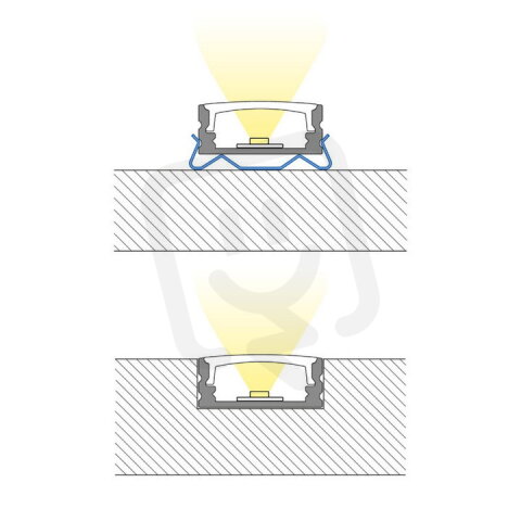 Přisazený hliníkový profil černý PH2 17x7 mm včetně čirého difuzoru 2 m