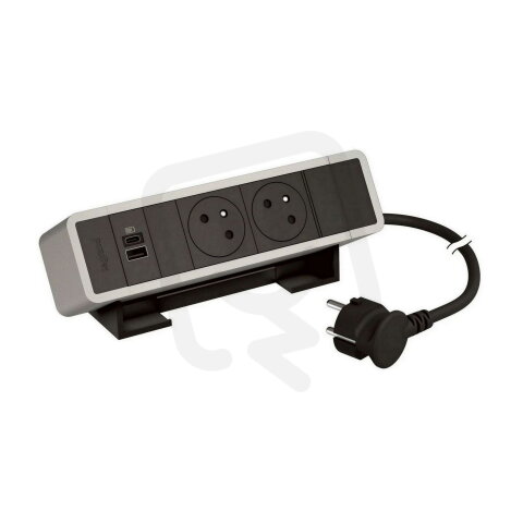 ONDESK 2X2PT USB AC 15W ČERNÁ/HLINÍK