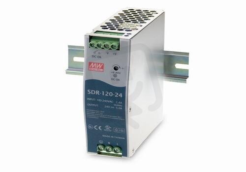 Napájecí spínaný zdroj na DIN 120W 12V 10000mA MEAN WELL SDR-120-12