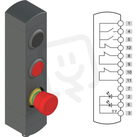 Ovládací jednotka BN 3 prvky (konfigurace B18) Konektor M12,12 pólů, IP65