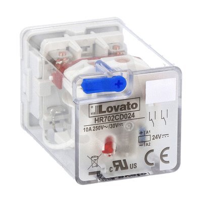 Lovato HR702CD024 Průmyslové relé 8 pinů 2 zap/vyp 10A 24VDC+LED