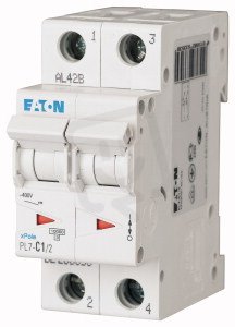 Jistič PL7-C1/2, char C, 2-pólový, 10kA, 1A EATON 263353