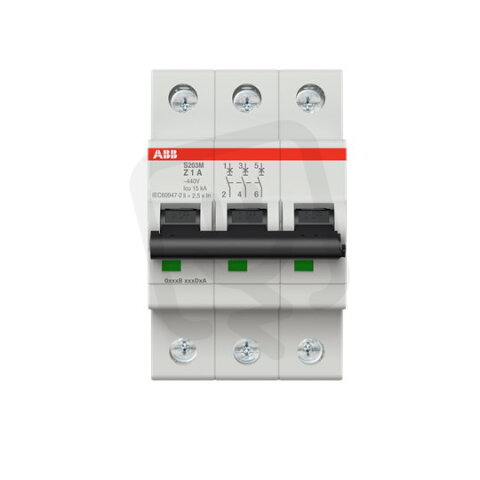 S203M-Z1 3 fázový jistič 1 A char. Z 10kA ABB 2CDS273001R0218