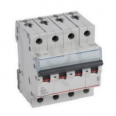 TX3 JISTIČ, 4 PÓLOVÝ, CHAR. B, 25A 6000A LEGRAND 403419