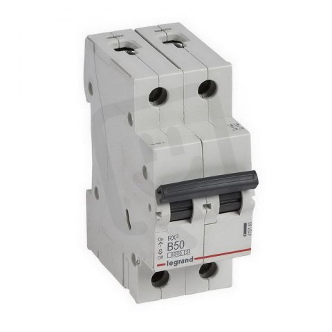 RX3 JISTIČ, 2 PÓLOVÝ, CHAR. B, 50A 6000A LEGRAND 419163