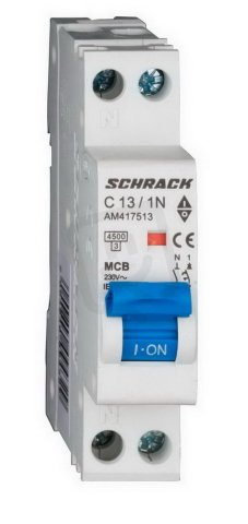 Instalační jistič AMPARO 4,5kA, C 13A, 1+N, 1TE SCHRACK AM417513--