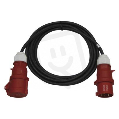 3 fázový venkovní prodlužovací kabel 15 m 1 zásuvka černý guma 400 V 4mm2