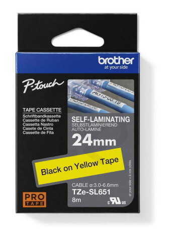 Páska BROTHER TZE-SL651, žlutá/černá (24mm, samolaminovací), délka 8m