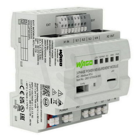3fázový měřicí převodník výkonu 3x277/480V/1 A Modbus RTU WAGO 2857-570/024-001