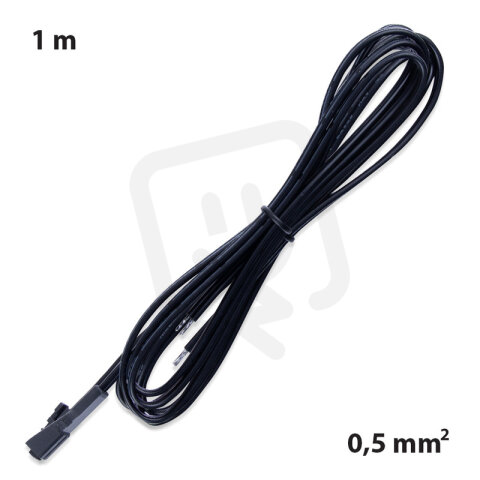 Připojovací kabel s FP konektorem (zásuvka), 1m  0,5mm2, černý, volný konec 5mm