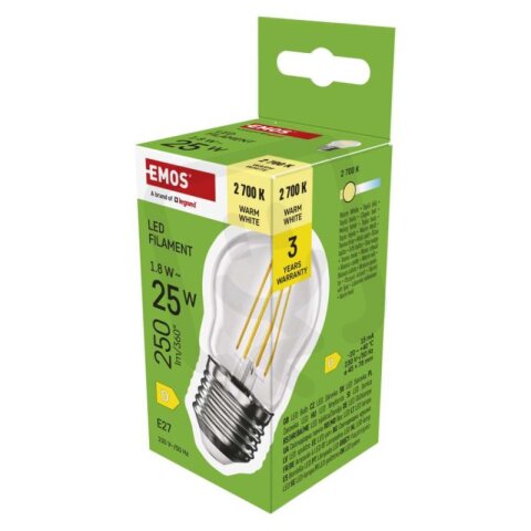 LED žárovka Filament Mini Globe E27 1,8 W (25 W) 250 lm teplá bílá EMOS ZF6D02