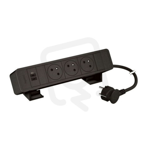 ONDESK 3X2PT USB CC 15W ČERNÁ