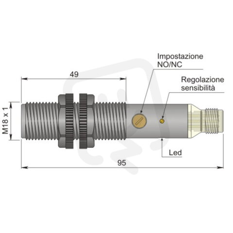 Kapacitní senzor d18 mm AECO SC18SP-A5 NO/NC H